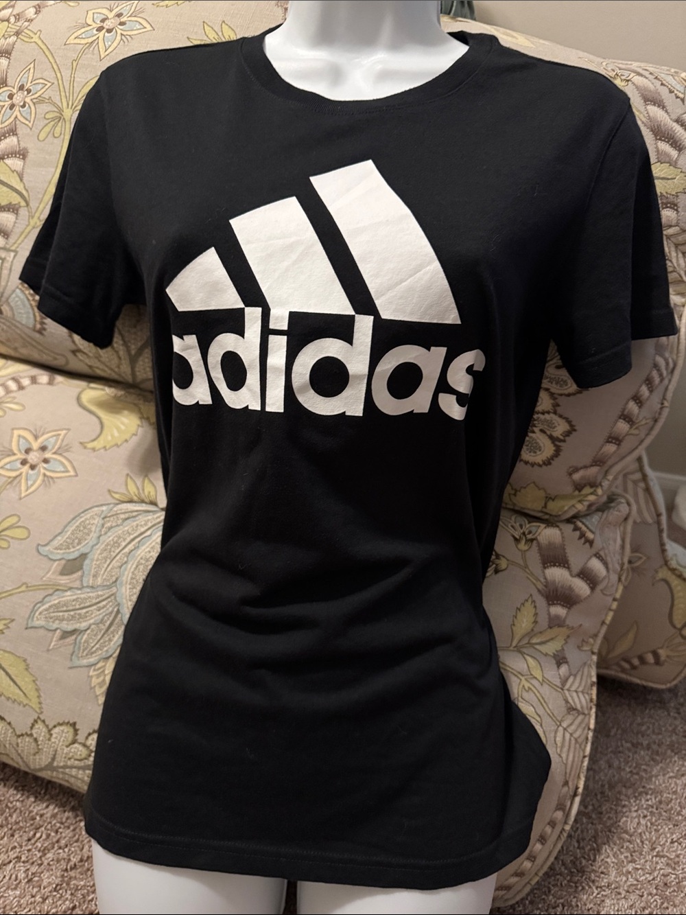 adidas Black Tee with Large White Logo